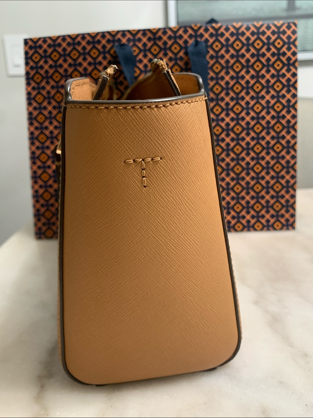 Tory Burch Caramel Tan Mini Satchel with Detachable Strap - Picture 3 of 6